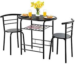 Amazon Com Giantex 3 Piece Dining Set Compact 2 Chairs And Table Set With Metal Frame And Shelf Sto Dining Table Setting 3 Piece Dining Set Kitchen Furniture