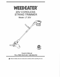 Water repellent, lightweight & durable. Weed Eater Lt 20v Owner S Manual Pdf Download Manualslib