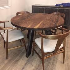 Round Black Walnut Dining Table Tripod Base Steel Base Etsy In 2020 Unique Dining Tables Walnut Dining Table Antique Dining Tables