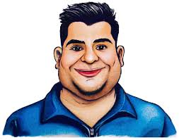 Caricature drawing. Colored pencils and markers.