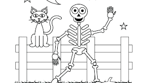 Coloring is essential to the overall development of a child. Cat And Skeleton Say Hi Coloring Page Free Printable Coloring Pages For Kids