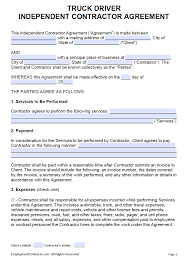 free truck driver independent contractor agreement pdf word
