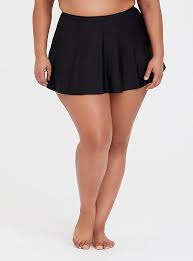 Black High Waist Skater Swim Skirt In 2021 Swim Skirt Women S Plus Size Swimwear Black High Waist