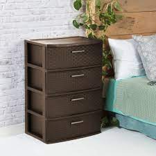 This package includes 2 towers.the attractive wicker design and neutral espresso brown finish complement any home and naturally blends in with your other decor. Sterilite Plastic 4 Drawer Wide Weave Tower Espresso Walmart Com Walmart Com