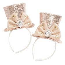 A Party Hat Makes A Celebration So Glitter Up Your Holidays With This Festive Top Hat Headband Thi Rose Gold Top Rose Gold Headband Rose Gold Hair Accessories