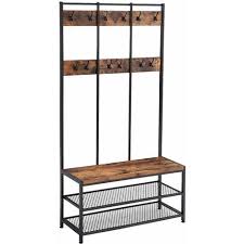 Vasagle Grand Porte Manteaux De Style Industriel Avec Banc A Chaussures Meuble D Entree Vestiaire 12 Crochets Etagere A Chaussures Armature En Fer Rigide En 2020 Meuble Entree Decoration Style Industriel Arbres Couloir
