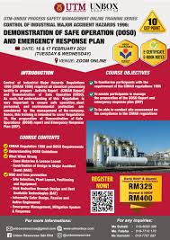 Remain at the assembly area in groups until instructed to leave by emergency personnel. Upcoming Utm Unbox Process Safety Management Online Training Series Control Of Industrial Major Hazards Cimah 1996 Demonstration Of Safe Operation Doso And Emergency Response Plan Erp Unbox Resources Sdn Bhd