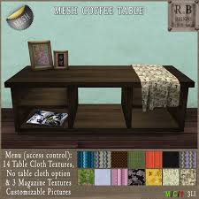 There are plenty of extendable dining tables, but this one is unique because it is also height adjustable. Second Life Marketplace Rnb Mesh Dakota Coffee Table Walnut 14 Table Cloths Copy