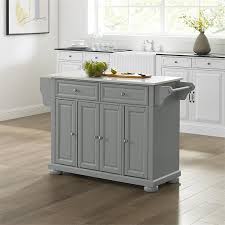 Casual home kitchen island with solid wood, white. Crosley Alexandria White Granite Top Kitchen Island In Gray Kf30205agy