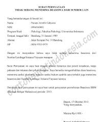 Namun ada kalanya pernyataan yang akan diberikan harus dengan menggunakan surat, baik itu menyatakan diri sendiri ataupun menyatakan tentang orang lain. Contoh Surat Pernyataan Skripsi Br1m Reg