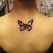 Black Ink Butterfly Tattoo On Women Upper Back The Ask Idea Butterfly Tattoos For Women Butterfly Tattoo Designs Butterfly Tattoo On Shoulder