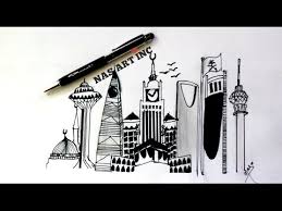 Saudi Arabia Skyline Speed Drawing Youtube