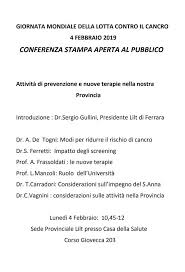 Giornata mondiale delle zone umide. Conferenza Stampa 4 Febbraio 2019 Giornata Mondiale Della Lotta Contro Il Cancro Lilt Ferrara