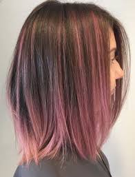 Shoulder Length Bob Brown Hair With Pink Highlights Hair Styles Hair Highlights