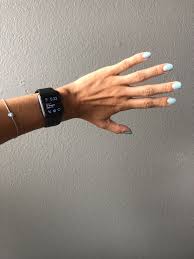 Black Apple Watch With White Band On Wrist Apple Watch Black Stainless With Light Blue Accents Evileye Applewatch Apple Watch Fashion Apple Watch Accessories Apple Watch Bands Fashion