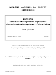 Sujet Brevet-2022 Français-Grammaire-Compréhension-Amérique Du Nord | PDF