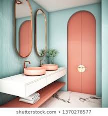 A skirt for the sink provides extra storage underneath, and the pages of an old book are taped to the wall for inexpensive and effective decoration. Ume Illustration S Illustrator Vector Artist Portfolio Shutterstock Modern Bathrooms Interior