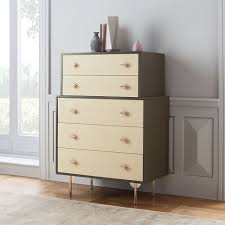A sleek dresser, with a dark grey/black lacquer finish on the sides and top, and six roomy . Greta 6 Drawer Dresser West Elm Affordable Furniture Stores Affordable Bedroom Furniture Furniture Stores Online