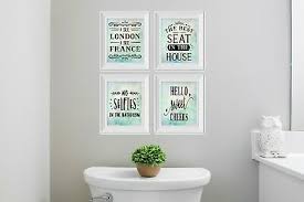 If you want, you can do. Set Of 4 8x10 Funny Bathroom Wall Art Blue And Yellow Canvas Prints Ebay