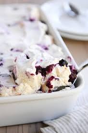 Made with mostly egg whites, this cake is perfect for this angel food cake recipe has been perfected to give you the fluffiest, spongiest texture. Blueberry Angel Food Cake Dessert Mel S Kitchen Cafe