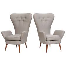 Pair Of Italian Modern High Back Chairs Italy Vintage Wingback Chair Mid Century Modern Seating High Back Chairs