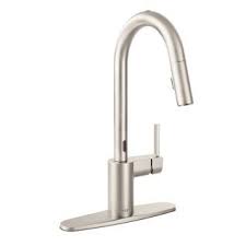 align spot resist stainless one handle high arc motionsense pulldown kitchen faucet 7565esrs moen