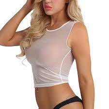 Gags for Women Submissive Women's Shirt Sleeveless See Through Mesh Casual  T Short Tops Crop Sheer - Walmart.com