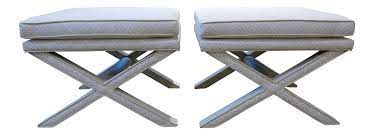 Benches & ottomans our benches and ottomans make perfect accessories for any outdoor space. Modern Quadrille Leather X Benches A Pair Chairish