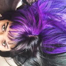 Black Hair Purple Hair Half And Half Hair Two Colors Two Colored Hair Colored Hair Fantasy Hair Purple Half And Half Hair Two Color Hair Aesthetic Hair