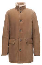 Regular Fit Heavyweight Suede Leather Coat Light Brown From Boss For Men For 1 900 00 In The Official Hugo Boss Online Store Leather Coat Suede Leather Coat