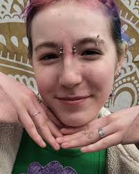 Piercings by Lukas! Double vertices lip, top of double bridge and double  eyebrow. Request Lukas as your piercer this week!!