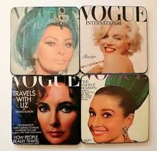 Coasters Vogue Vintage Magazine Covers Taylor Monroe Loren Hep Custom Made  Gift