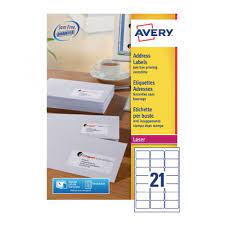 21 labels per sheet 8.5 x 11 sheets choose options. Avery Quickpeel Laser Label 63 5 X 38 1mm 21 Per Sheet Foc Av841009