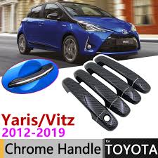 For north america, the xp130 series was released in the fourth quarter of 2011 as a 2012 model under the toyota yaris name. Black Carbon Fiber Door Handle Cover For Toyota Yaris Xp130 Vitz 2012 2019 2016 2017 2018 Accessories Stickers Trim Set Chrome Car Stickers Aliexpress