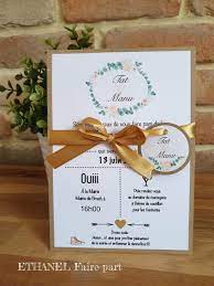 14,8 x 21 cm impression : Faire Part Boheme Chic Mariage Fleuri Kraft Et Blanc Lot De 10 Un Grand Marche