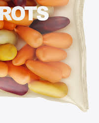 Bag W Baby Carrots Mockup In Bag Sack Mockups On Yellow Images Object Mockups