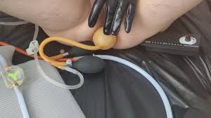 Receiving the enema using enema machine with bardex inflatable nozzle for  straight guy