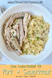 I took a pint jar of my homemade sauerkraut, rinsed it and added it with about 4 then i put the frozen pork roast on top. Video Slow Cooker Instant Pot Pork Sauerkraut Low Carb Paleo Whole30 Fit Slow Cooker Queen