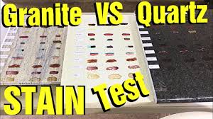 How to get a stain out of quartz. Granite Vs Quartz Countertop Stain Test Which Is Better Youtube