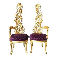 Italian Baroque Purple Upholstered Gold Leaf Chairs A Pair Chair Elegant Home Decor Baroque Chair