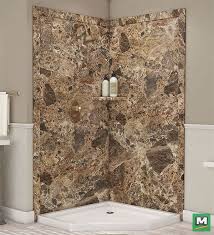 Add Breathtaking Design To Your Bathroom With This Flexstone Splendor Corner Shower Kit Sampled From Real Stone Corner Shower Kits Shower Surround Shower Kits
