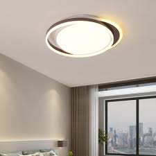 Modern Circle Ring Flushmount Metal And Acrylic Led Flush Ceiling Light In Brown Beautifulhalo Com