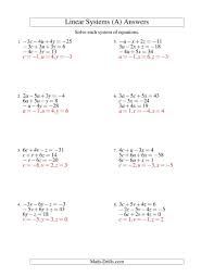 Remember if you multiply on one side you must divide on the other and vice versa. The Systems Of Linear Equations Three Variables Including Negative Values A Math Wor Writing Linear Equations Word Problem Worksheets Systems Of Equations