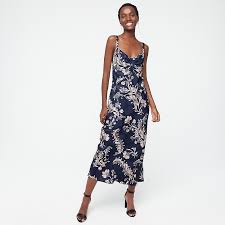 J Crew Silk Midi Dress In Baroque Floral Womens Special Occasion Dresses High Fashion Street Style Silk Midi Dress