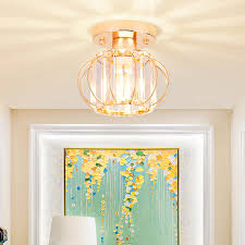 Oval Crystal Light Fixtures Ceiling Modern Design Metal Close To Ceiling Light In Gold For Hallway Takeluckhome Com