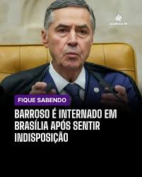 O ministro Luís Roberto Barroso, do STF, foi hospitalizado após passar mal  em Brasília e agora realiza exames no hospital Sírio-Libanês. Ele sofreu  queda de pressão enquanto atuava no tribunal e está