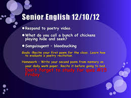 In the second stanza the poet introduces a new rhyme pattern, which reflects a shift: Ppt Senior English 12 10 12 Powerpoint Presentation Free Download Id 2239508