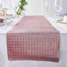 Party time rentals is not responsible for color variations by dye lot. 12x108 In Rose Gold Glitter Geometric Diamond Design Paper Table Runner