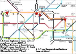 Terrorists caused considerable havoc in london on july 7, 2005. London Rail Line Map Of July 7 2005 Terrorist Attacks Download Scientific Diagram