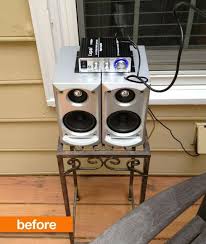Before After Old Audio Speakers Transformed Into Bookshelf System Audio Speakers Bookshelf Speakers Cool Bookshelves